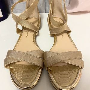 Jessica Simpson Aimlee Women's Size 7M Gold Ankle Strap Sandals